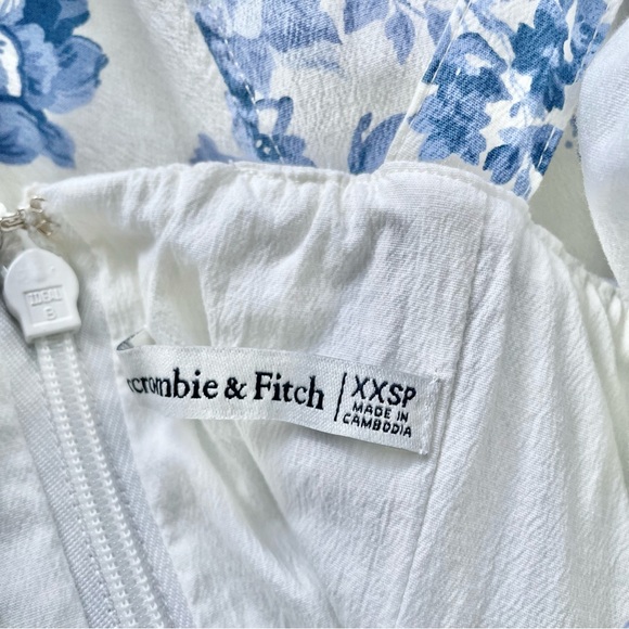 Abercrombie & Fitch Stretch A-Line Mini Dress Floral Blue and White Dress xxsp - Picture 4 of 6